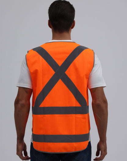 HI-VIS X BACK SAFETY VEST WITH TAIL
