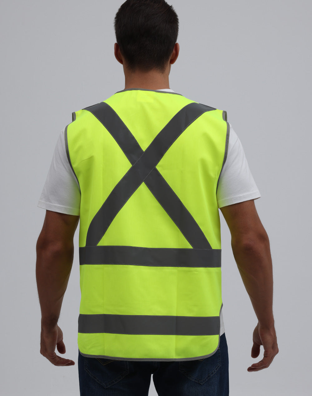 HI-VIS X BACK SAFETY VEST WITH TAIL