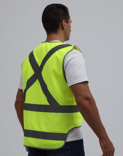 HI-VIS X BACK SAFETY VEST WITH TAIL