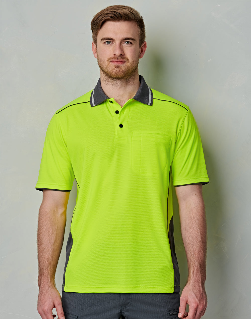 UNISEX HI-VIS BAMBOO CHARCOAL VENTED SS POLO