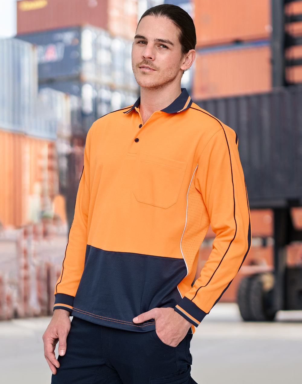 HI-VIS SUSTAINABLE COOL-BREEZE SAFETY LS POLO