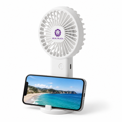 Custom Hybrid Rechargeable Fan with Phone Holder