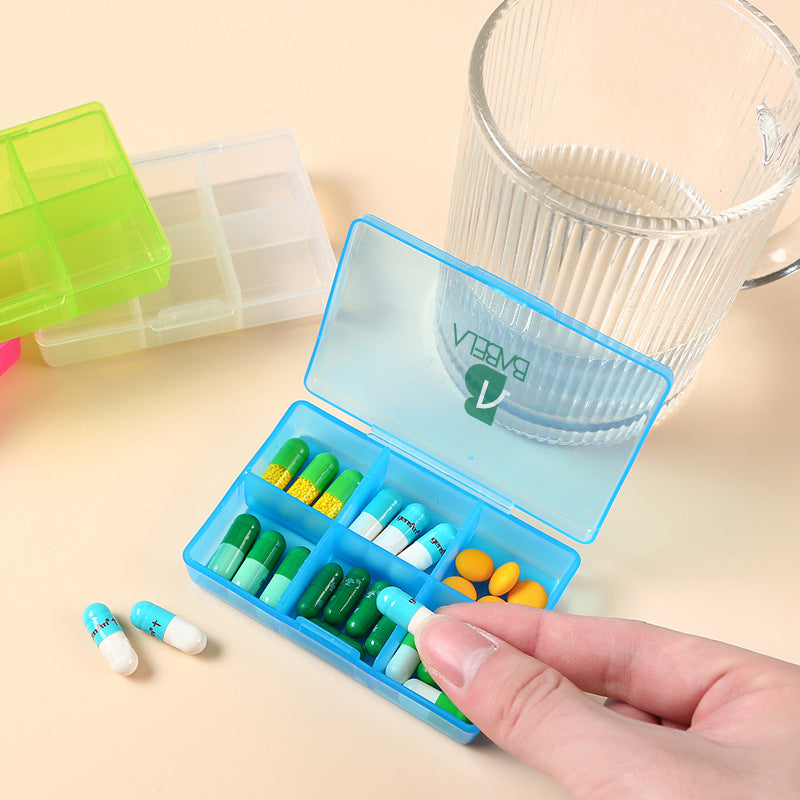 Square Six Compartment Pill Box