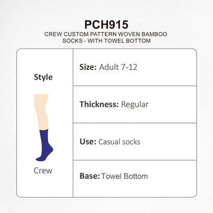 Crew Custom Pattern Woven Bamboo Socks - With Towel Bottom